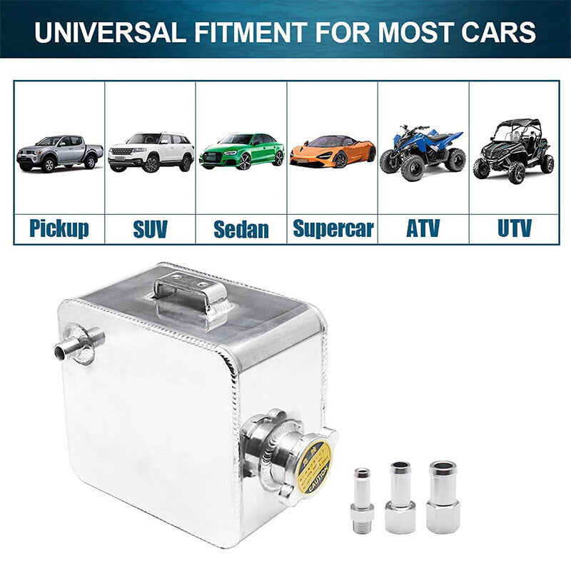 Aluminum Water Coolant Radiator Universal 2.5L Overflow Reservior Tank+ Cap