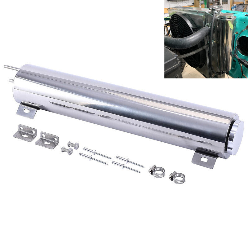 3" X 16" 50OZ Polished Stainless Steel Radiator Over Flow Puke Tank Catch Can