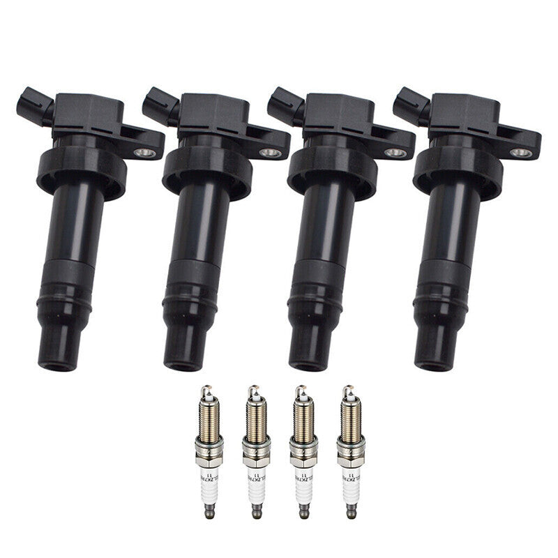4x Ignition Coil + Iridium Spark Plug For 12-19 Hyundai Accent Kia Soul Rio 1.6L