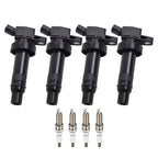 4x Ignition Coil + Iridium Spark Plug For 12-19 Hyundai Accent Kia Soul Rio 1.6L