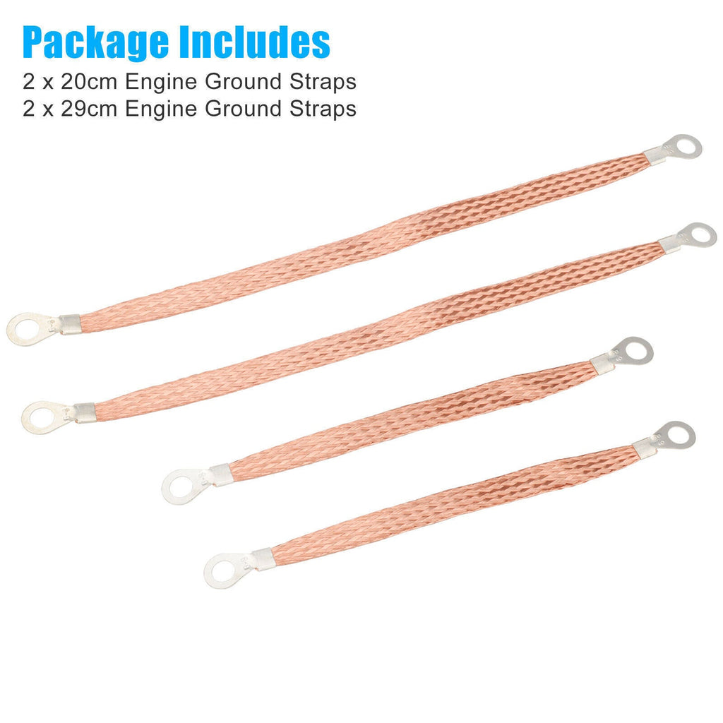 4PCS Engine Ground Strap Copper Cable Kit Car Truck Firewall Engine Body Frame