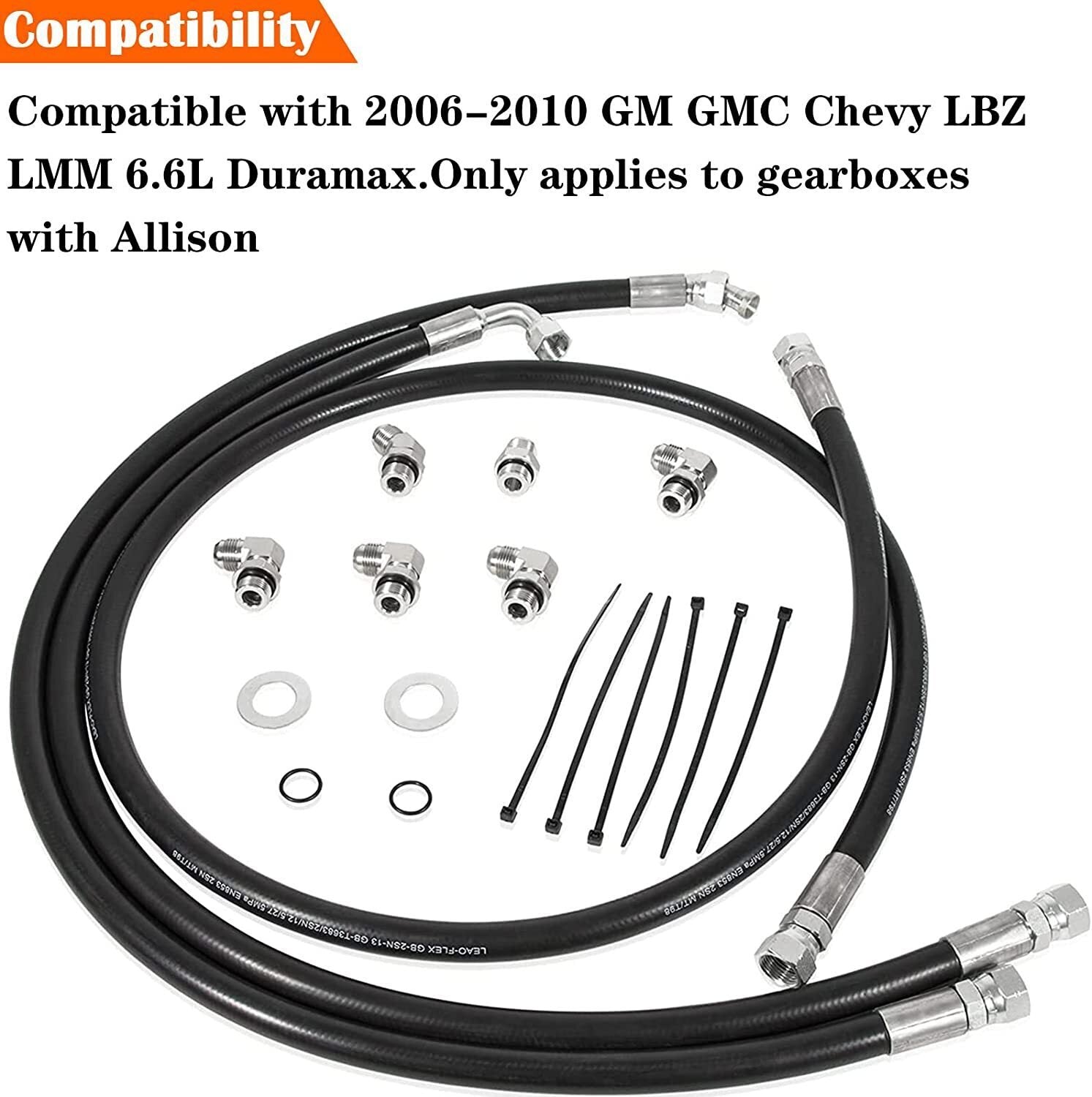 Transmission Cooler Hose Line Fitting Kit for 2006-2010 GM GMC Chevy 6.6L LBZ LM