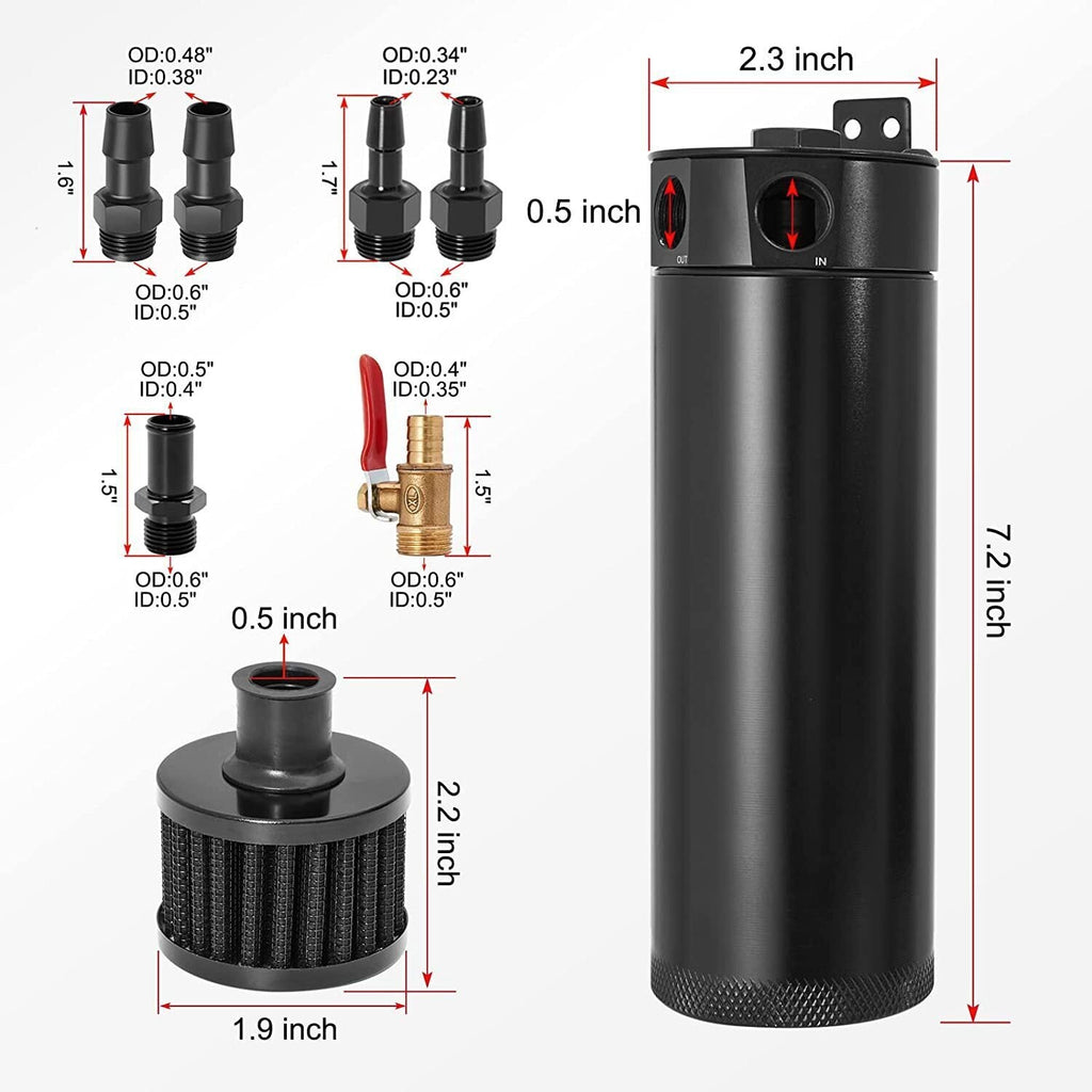 750ML Oil Catch Can Kit Universal Oil Separator Large Baffled Reservoir Tank