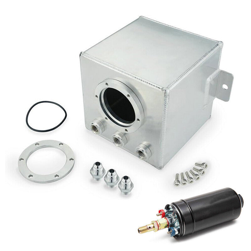 2L Billet High Flow Swirl Fuel Surge Tank AN6 Fitting & 044 External Fuel Pump