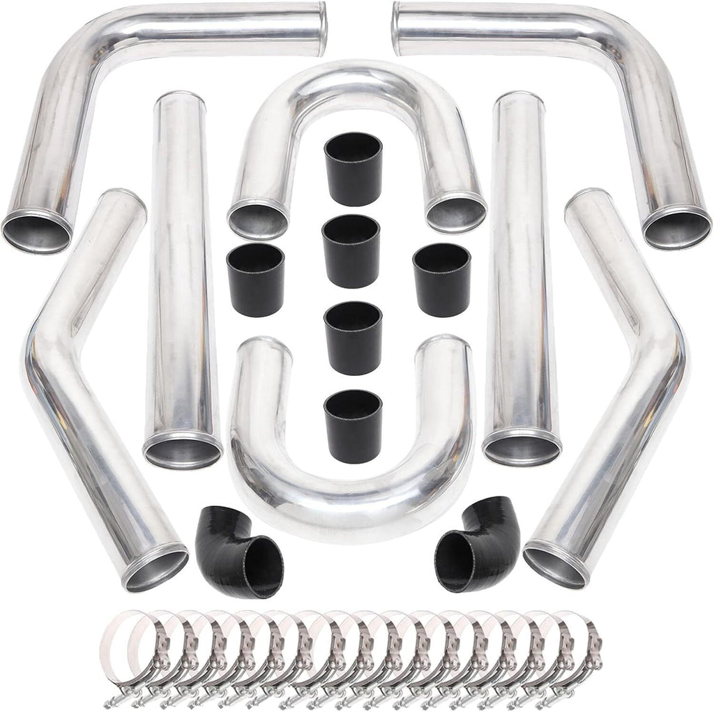 Universal 2.5" Intercooler Piping Kit +T-Bolt Clamps + Black Silicone Hose