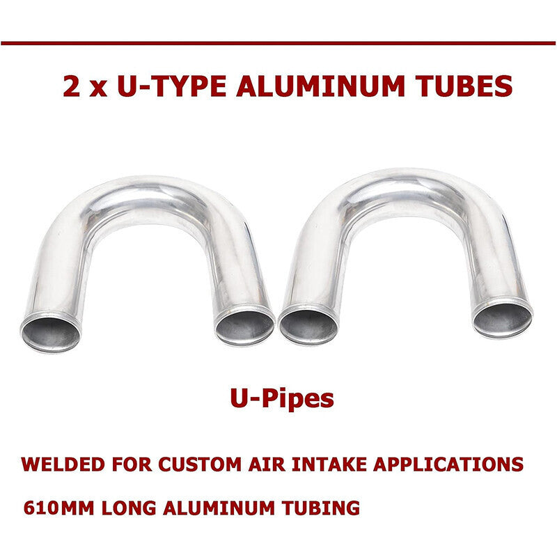 Universal 2.5" Intercooler Piping Kit +T-Bolt Clamps + Black Silicone Hose