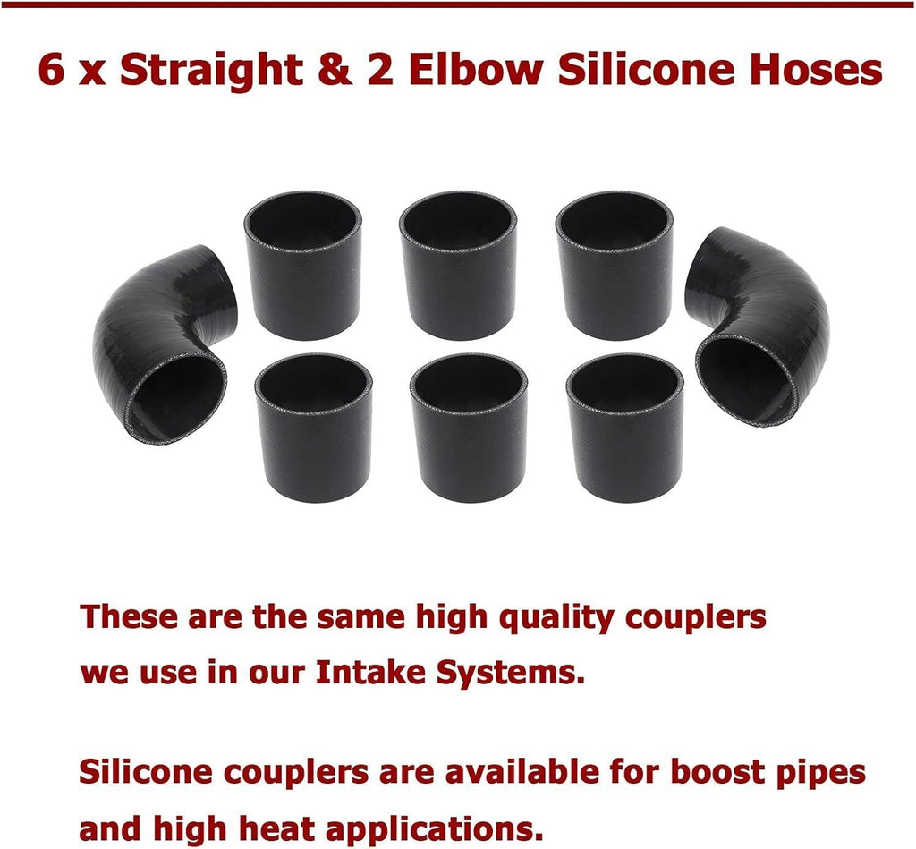 Universal 2.5" Intercooler Piping Kit +T-Bolt Clamps + Black Silicone Hose