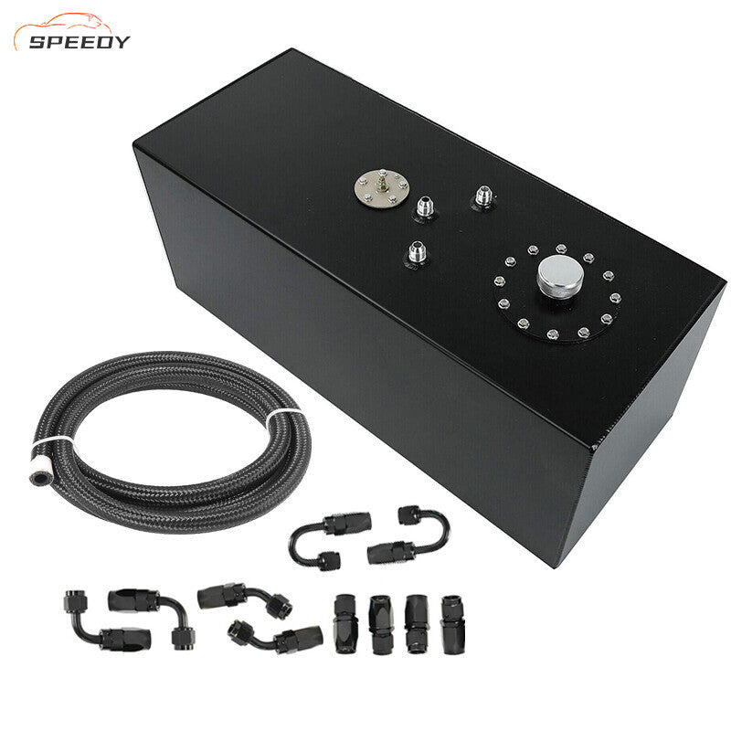 19 GALLON ALUMINUM LIGHTWEIGHT RACING FUEL CELL GAS TANK W 12" FUEL LINE KITS