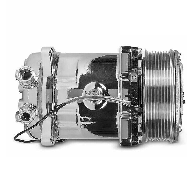 A/C Compressor w/ Clutch for Sanden 508 Style 8-Groove Serpentine Belt Aluminum