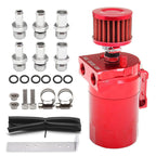 Universal Car Oil Catch Can Kit Reservoir Baffled Tank with Breather Filter Red