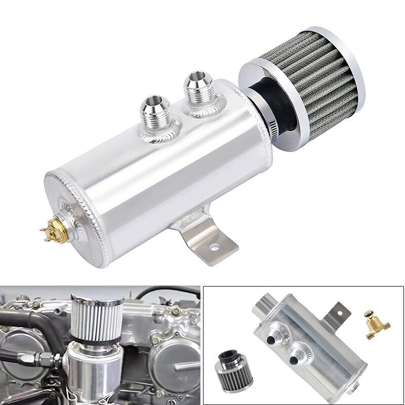 Car Engine 750ml 10AN Oil Catch Can Reservoir Tank + Breather Filter Baffled Kit