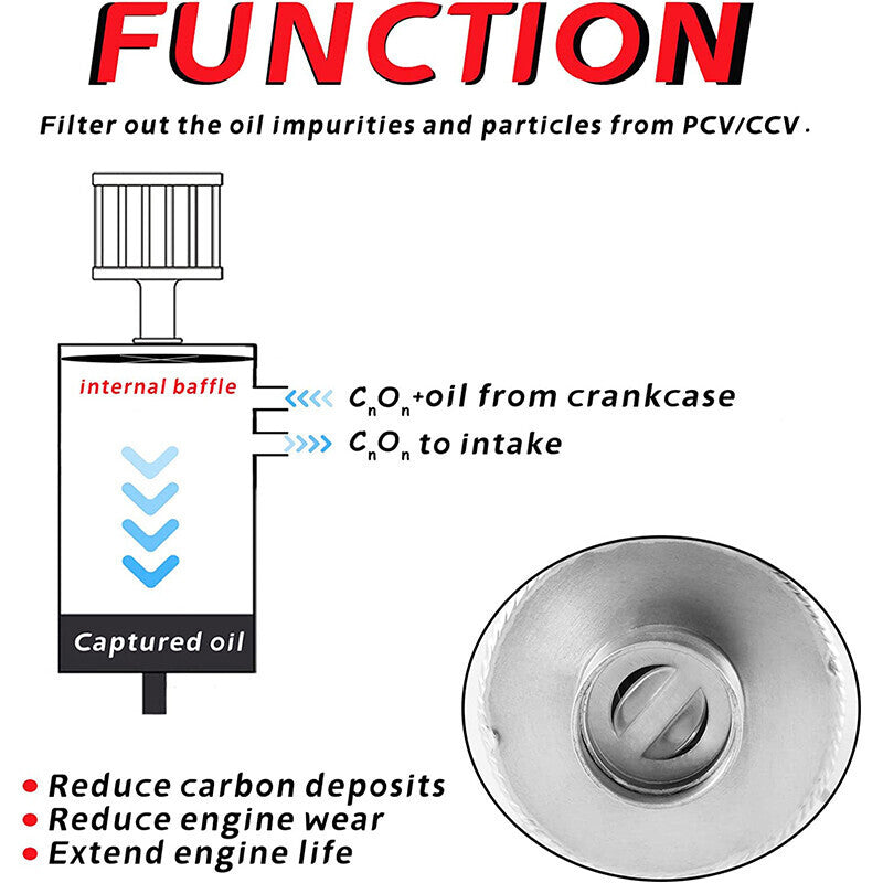 Car Engine 750ml 10AN Oil Catch Can Reservoir Tank + Breather Filter Baffled Kit