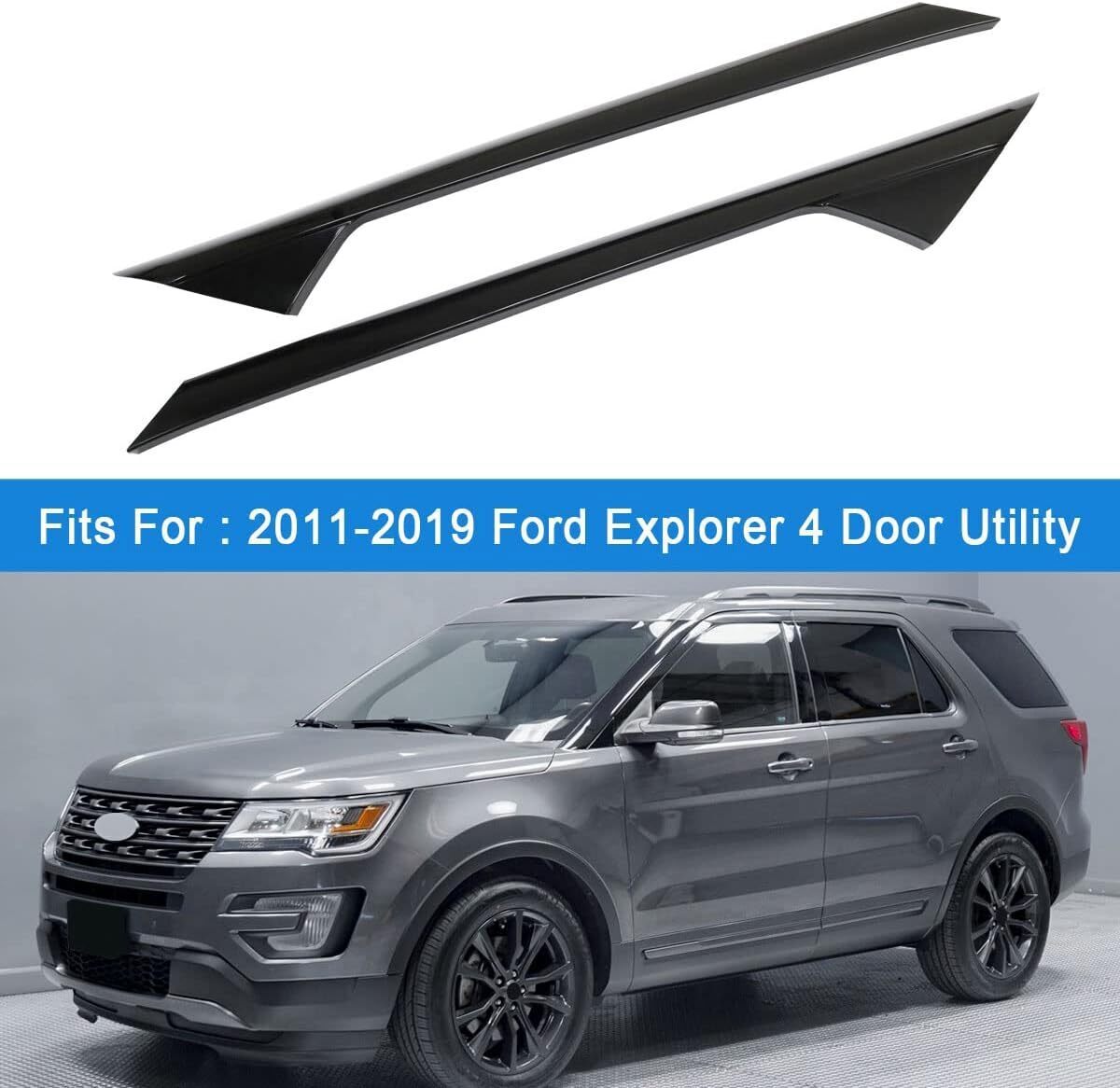 2PCS For 2011-2019 Ford Explorer Windshield Outer Pillar Molding Trim Left Right