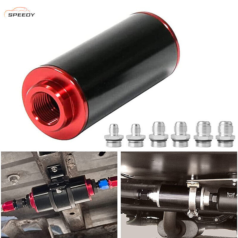 Black&Red 30 Micron Inline Fuel Filter Cleanable With 6AN 8AN 10AN Fitting