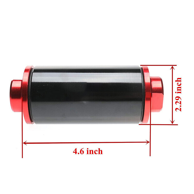Black&Red 30 Micron Inline Fuel Filter Cleanable With 6AN 8AN 10AN Fitting