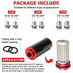 Black&Red 30 Micron Inline Fuel Filter Cleanable With 6AN 8AN 10AN Fitting