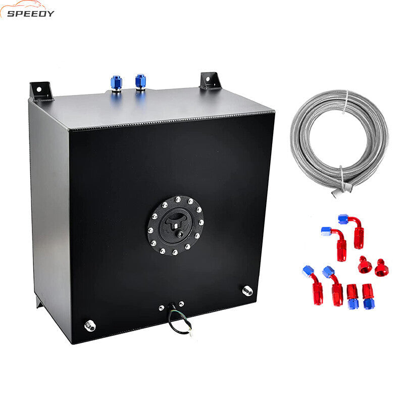 20 Gallon/80L Fuel Cell Gas Tank Black Aluminum w Level Sender& Cap Fuel Line