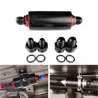 High Flow Inline Fuel Filter 100 Micron Cleanable 6AN 8AN 10AN Adapter Universal