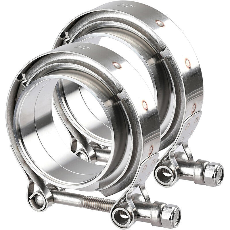 2.5" V-Band Flange & Clamp Set 2 Pcs w/ Male Female For Turbo Pipes