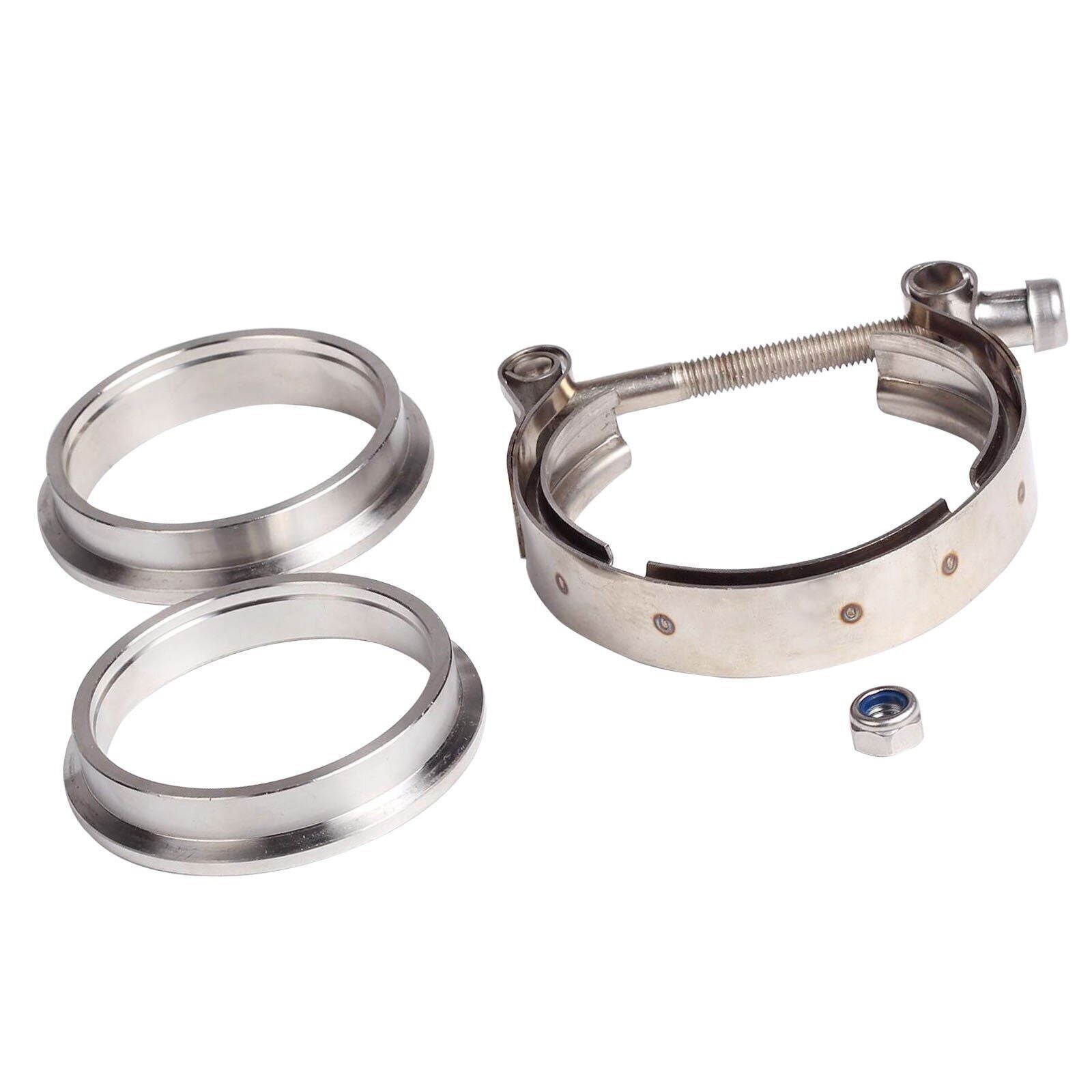 2.5" V-Band Flange & Clamp Set 2 Pcs w/ Male Female For Turbo Pipes