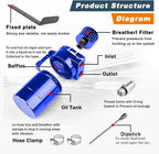 Oil Catch Can Kit Blue Tank for 11-21 Ford F150 5.0L Raptor 2.7L 3.5L Ecoboost