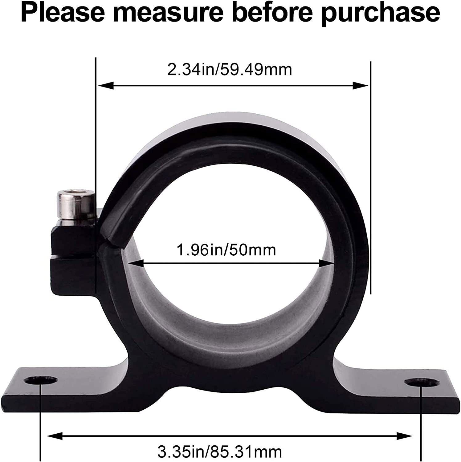 50mm Single Clamp Cradle Fuel Pump Bracket Fuel Filter Mounting Black US STOCK