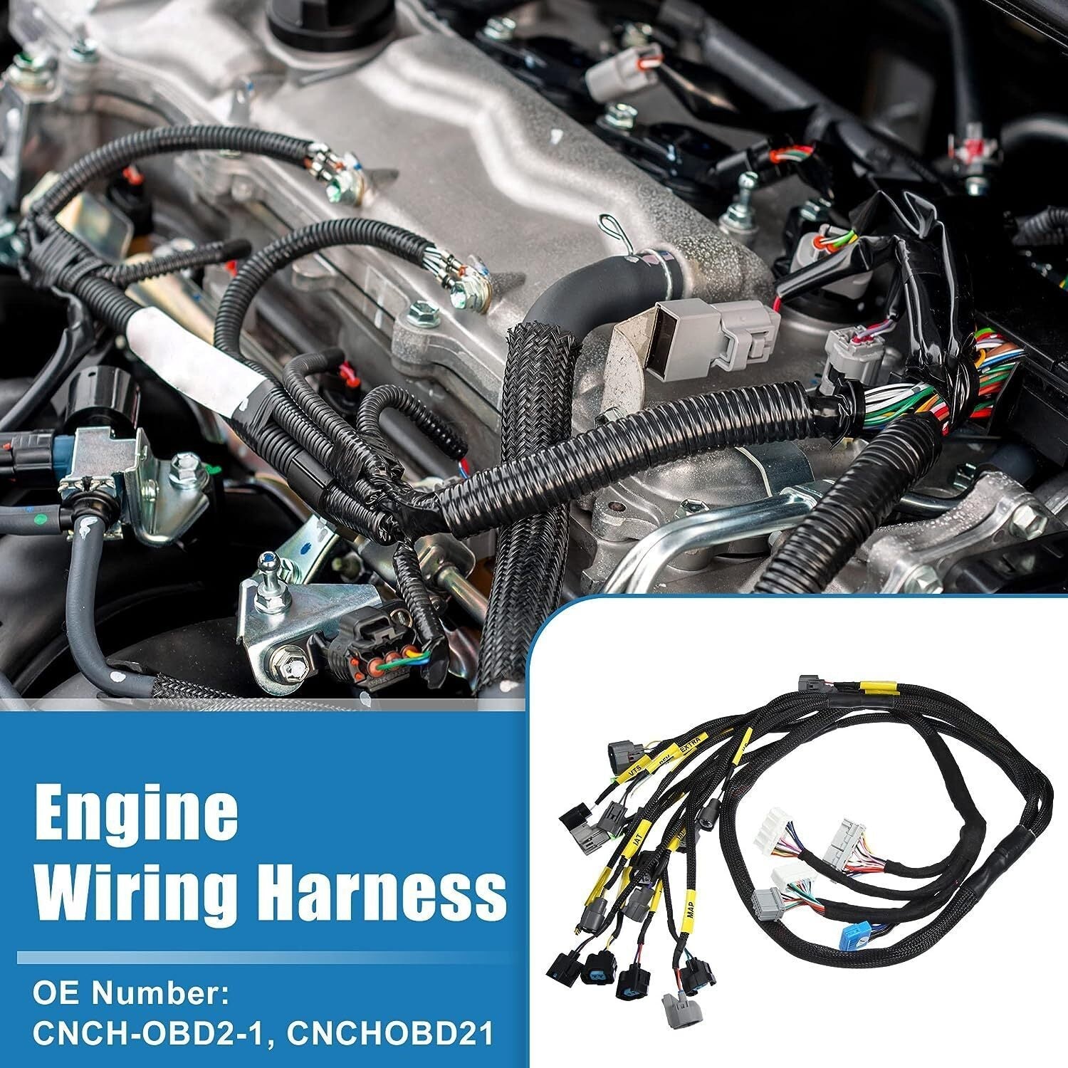 Tucked Engine Wire Harness For 1992-2000 Honda Civic Integra OBD2 D & B-series