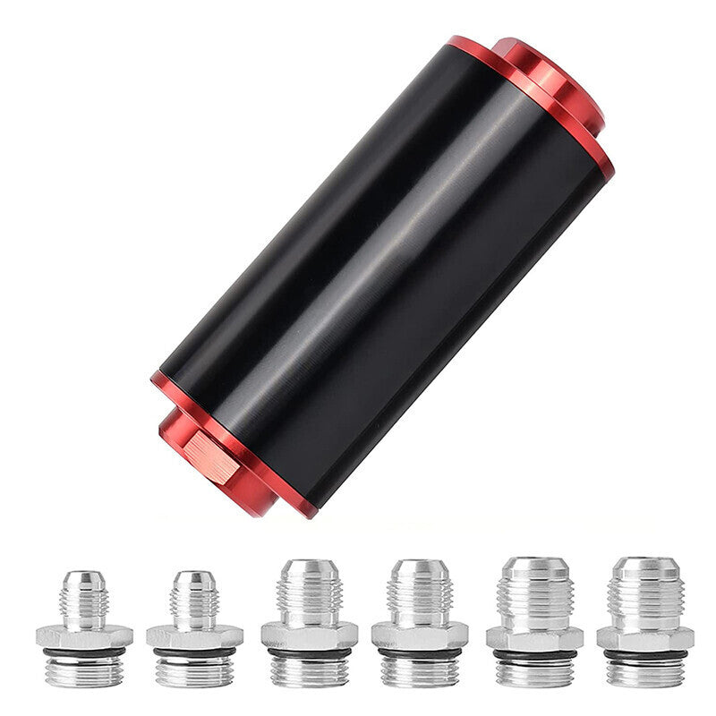 High Flow Inline Fuel Filter 30 Micron Cleanable with AN6 AN8 AN10 Adapter