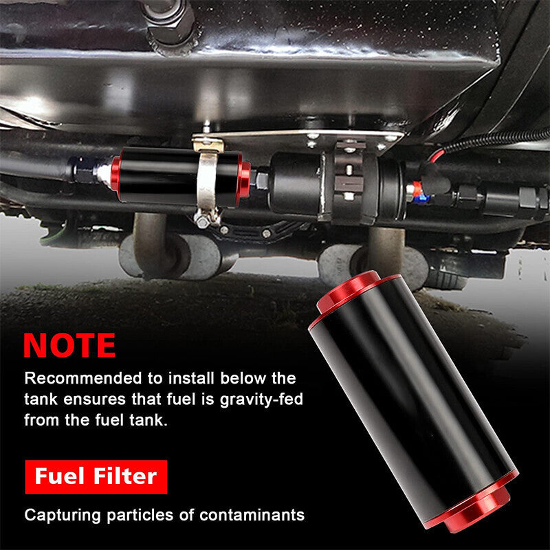 High Flow Inline Fuel Filter 30 Micron Cleanable with AN6 AN8 AN10 Adapter