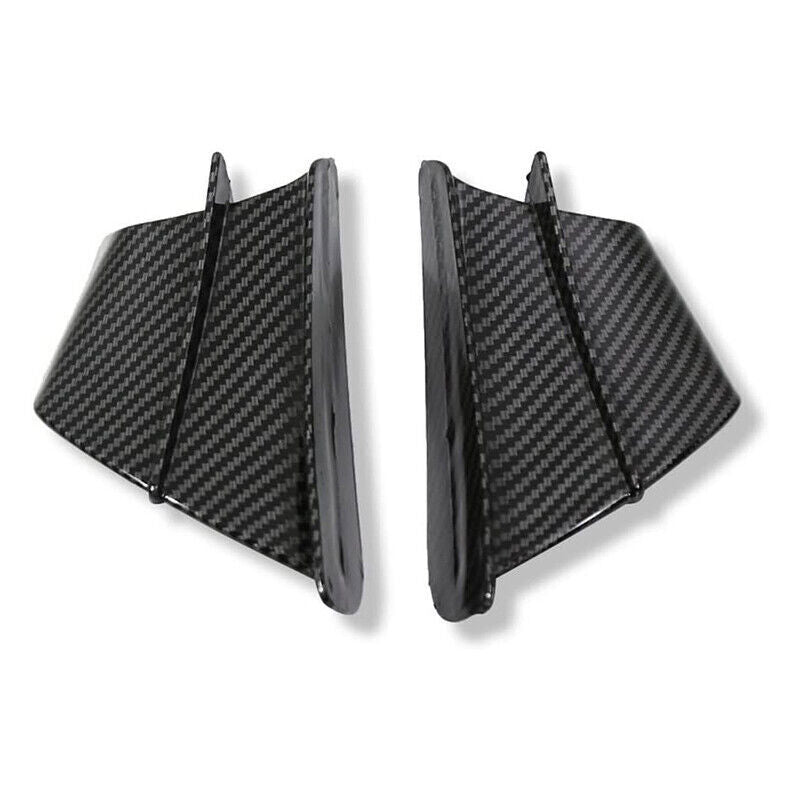 1Pair Motorcycle Side Winglets Air Deflector Wing Kit Spoiler Gloss Carbon Fiber