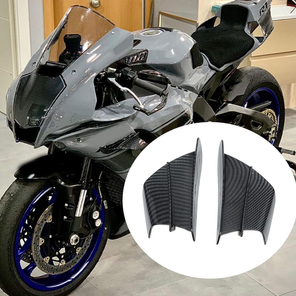 1Pair Motorcycle Side Winglets Air Deflector Wing Kit Spoiler Gloss Carbon Fiber