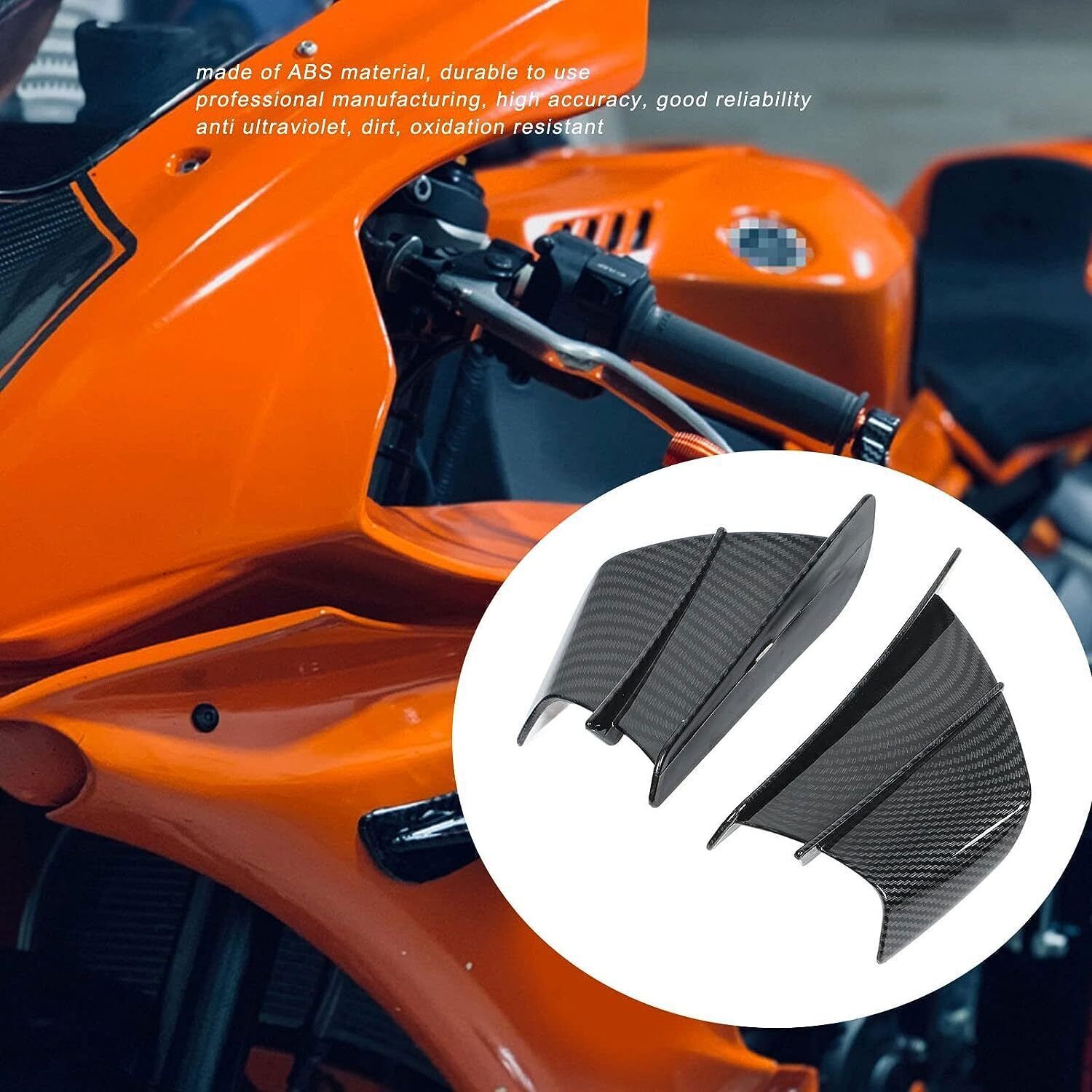 1Pair Motorcycle Side Winglets Air Deflector Wing Kit Spoiler Gloss Carbon Fiber