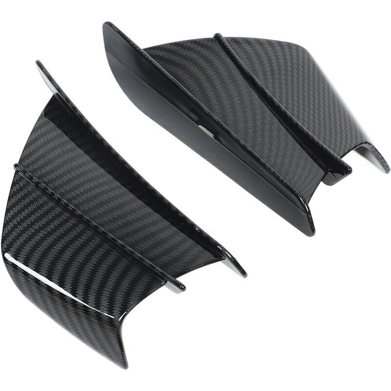 1Pair Motorcycle Side Winglets Air Deflector Wing Kit Spoiler Gloss Carbon Fiber