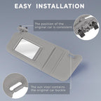 Fit For Toyota Camry 2007-2011 Gray Car Sun Visor Left & Right Side Sunroof Grey