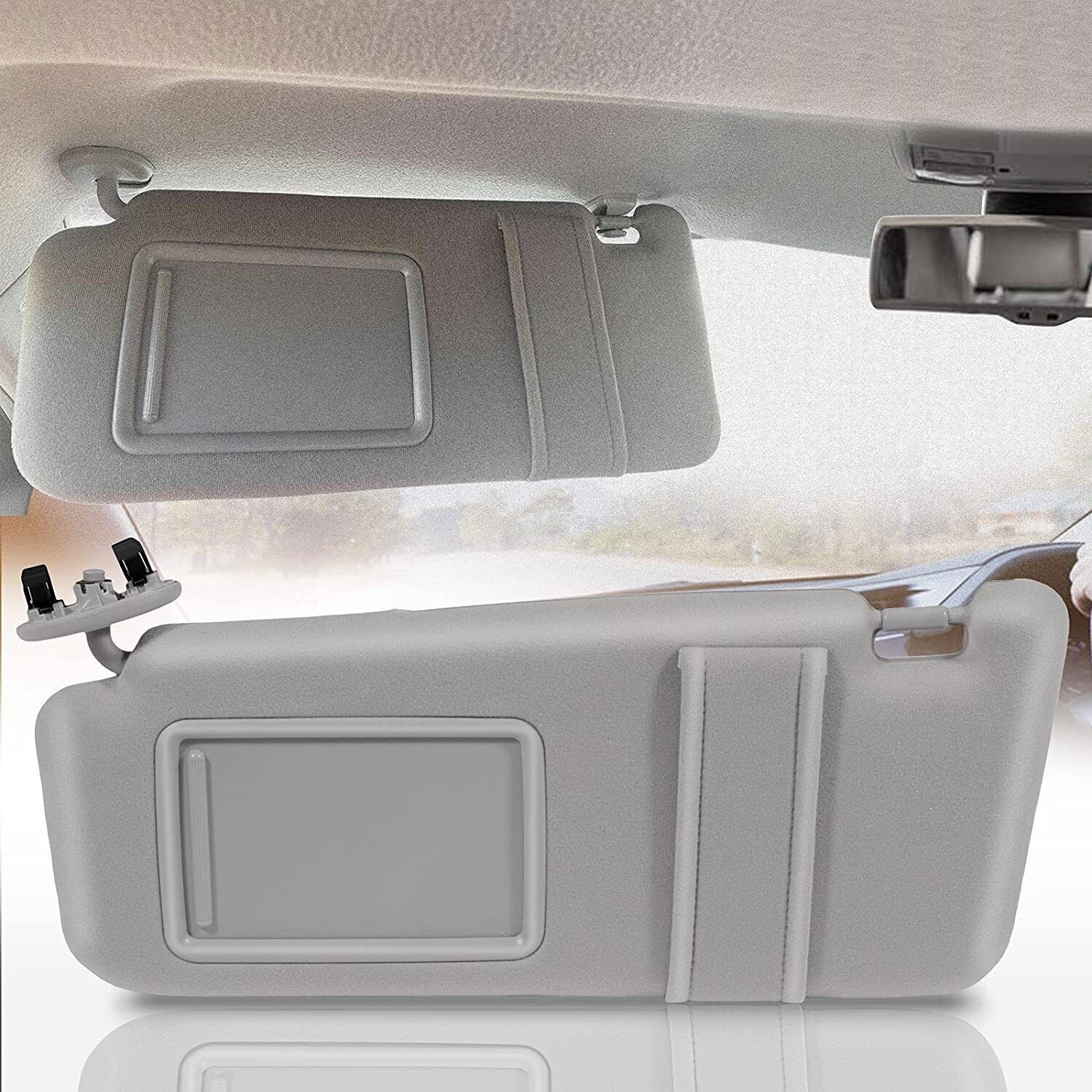 Fit For Toyota Camry 2007-2011 Gray Car Sun Visor Left & Right Side Sunroof Grey