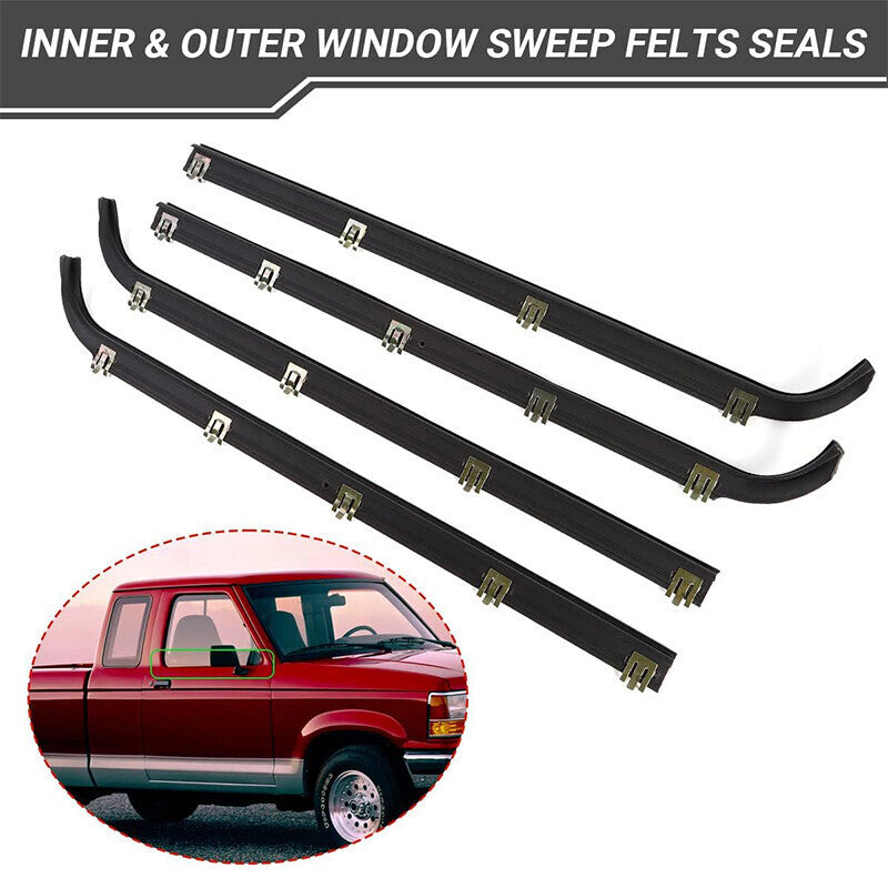 FIT FOR 1987-1997 FORD F150 F250 F350 DOOR WINDOW SEAL BELT WEATHERSTRIP 4 PCS