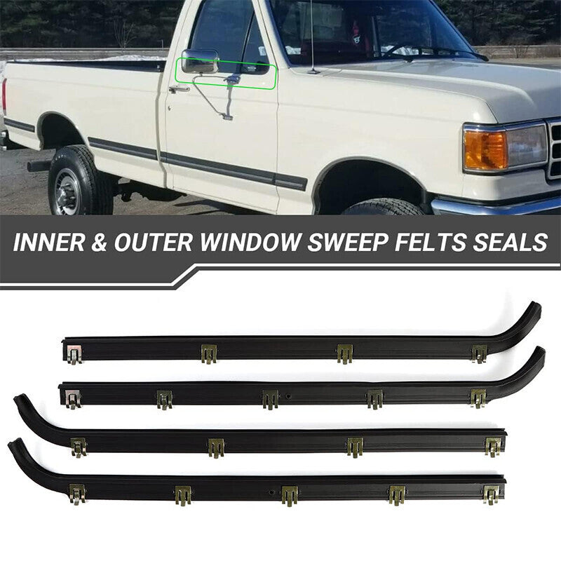 FIT FOR 1987-1997 FORD F150 F250 F350 DOOR WINDOW SEAL BELT WEATHERSTRIP 4 PCS