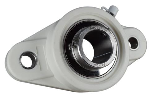 1" Stainless Steel Plastic Two Bolt Flange Bearing MUNCFL205-16, YCJT-1-PT