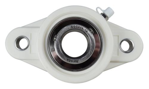 1" Stainless Steel Plastic Two Bolt Flange Bearing MUNCFL205-16, YCJT-1-PT
