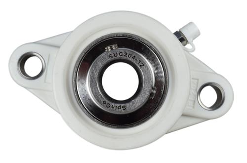 3/4" Stainless Steel Plastic Two Bolt Flange Bearing MUNCFL204-12, YCJT-3/4-PT