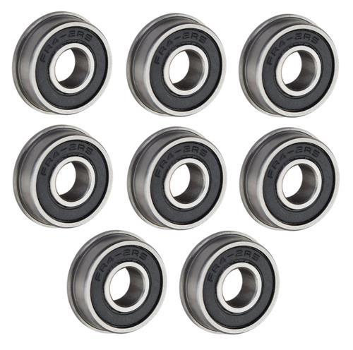 (8 Each) FR4-2RS Flanged Sealed Radial Ball Bearing 1/4 ID X 5/8 OD X 0.196" W