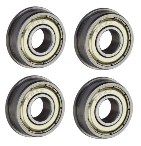 (4 Pack) FR4-ZZ Flanged Shielded Radial Ball Bearing 1/4 ID X 5/8 OD X 0.196" W