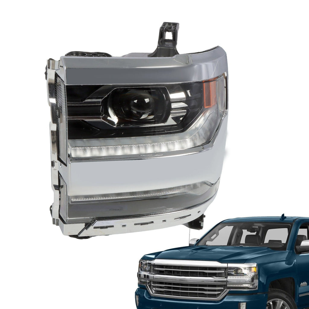 2016-18 Chevy Silverado 1500 Left Chrome DRL Projector Full LED Headlight