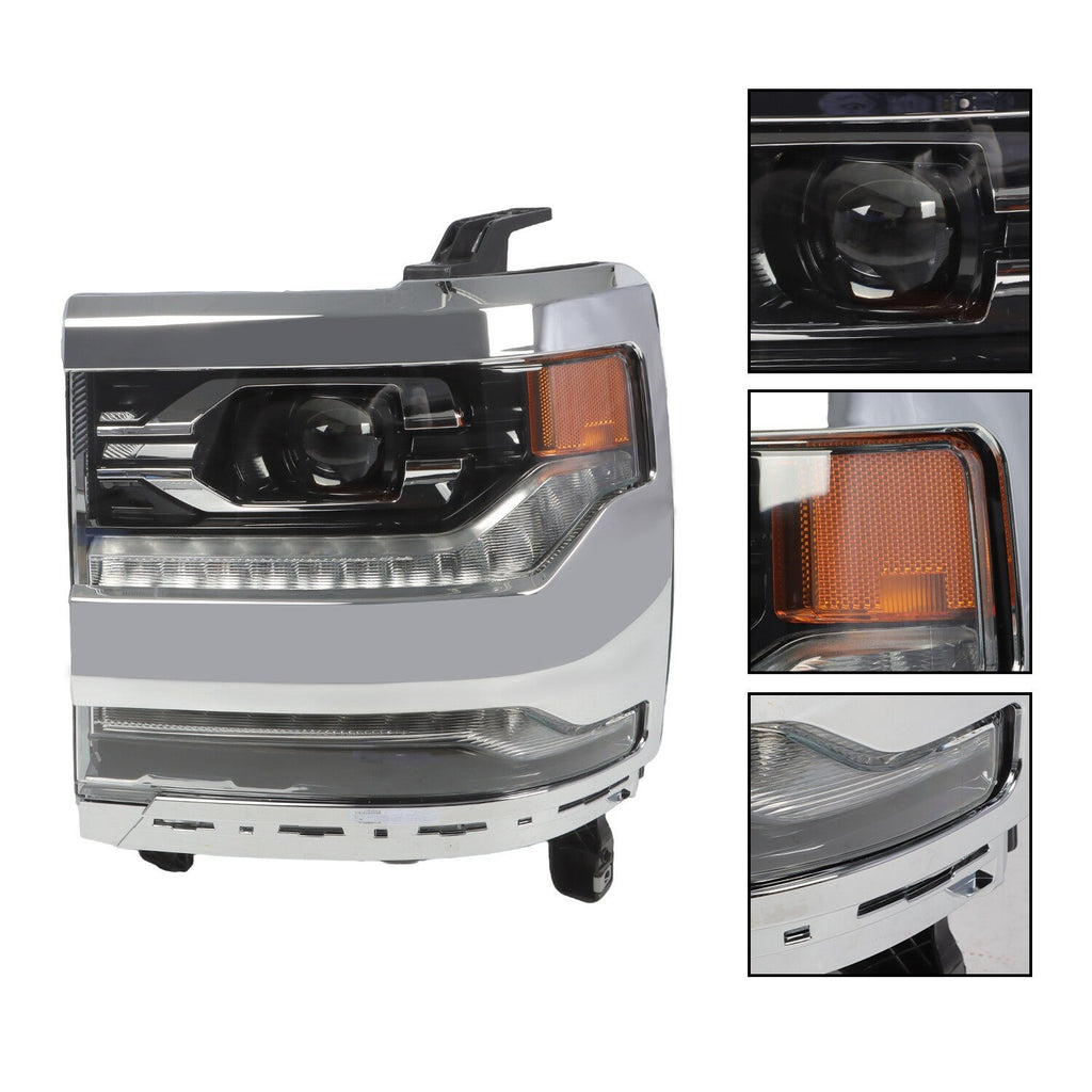 2016-18 Chevy Silverado 1500 Left Chrome DRL Projector Full LED Headlight