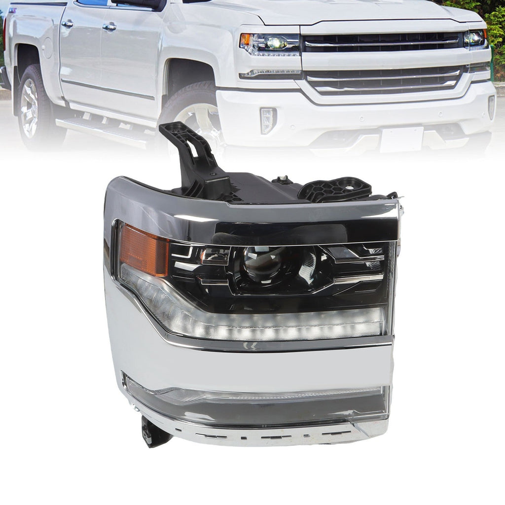 2016-18 Chevy Silverado 1500 Right Chrome DRL Projector Full LED Headlight