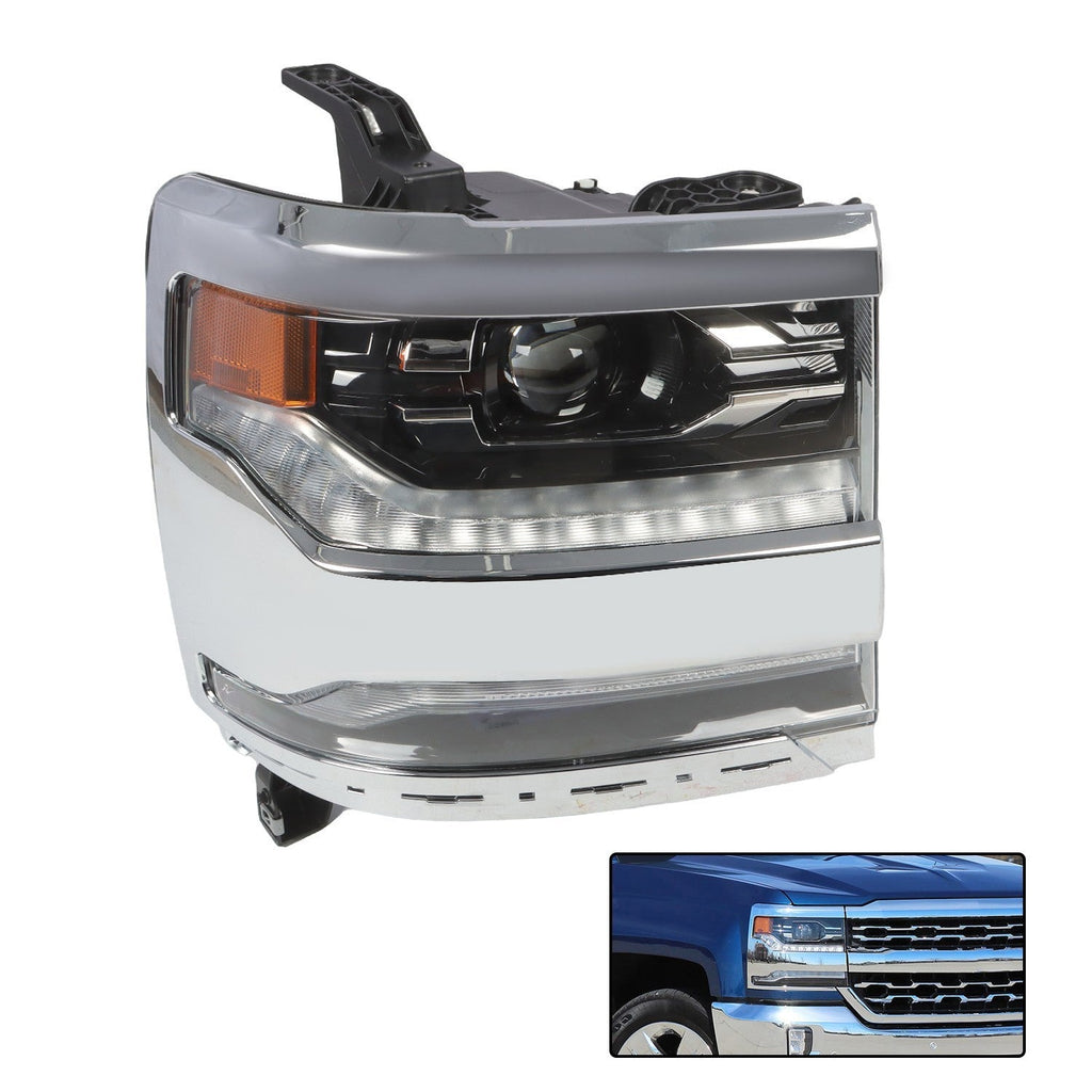 2016-18 Chevy Silverado 1500 Right Chrome DRL Projector Full LED Headlight