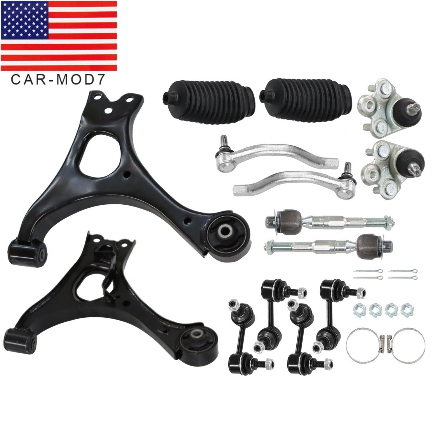 14" Lower Control Arms Ball Joint Sway Bar Tie Rod for 2006-2011 Honda Civic