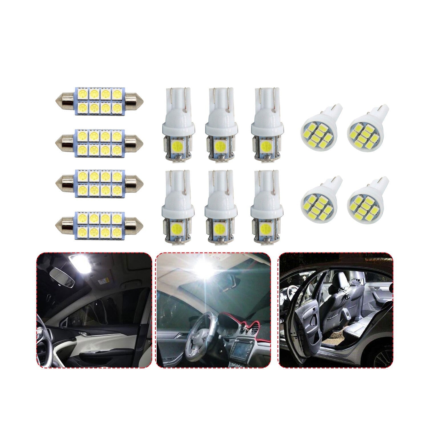 14x White LED Interior Light Kit for Ford F250 F350 Super Duty 1999-2016