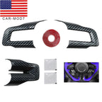 Carbon Fiber Steering Wheel Cover Trim Accessories for Ford Mustang 2015+
