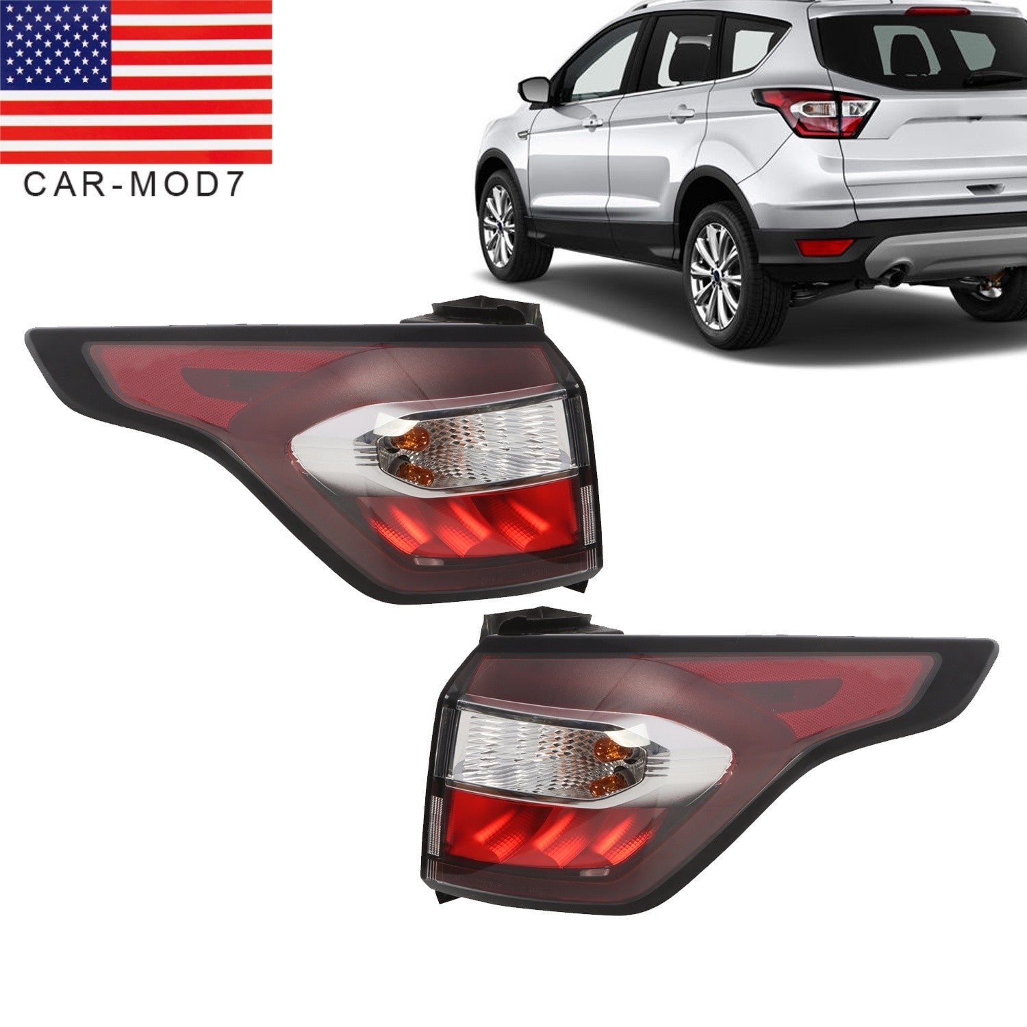 2 PCS 2017-2019 Ford Escape Kuga Halogen Left & Right Brake Tail Lights